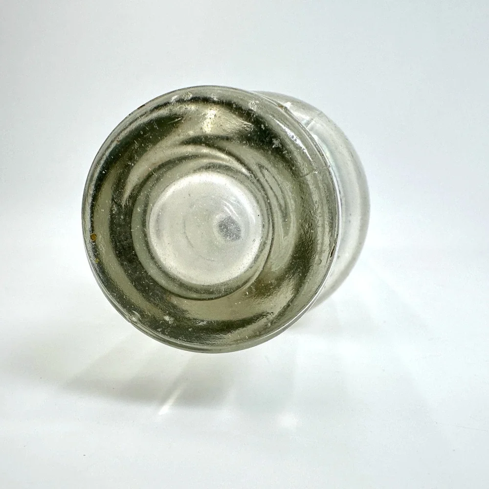 Vintage Glass Rolling Pin Clear Original Metal Cap Hollow Pastry Rustic Kitchen